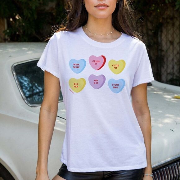 Sub-Urban Riot 'Candy Hearts Classic Tee' size XS in White - Picture 1 of 13
